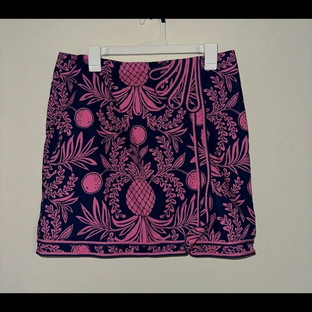 Lilly Pulitzer Navy and Pink Tropical Pineapple Skirt